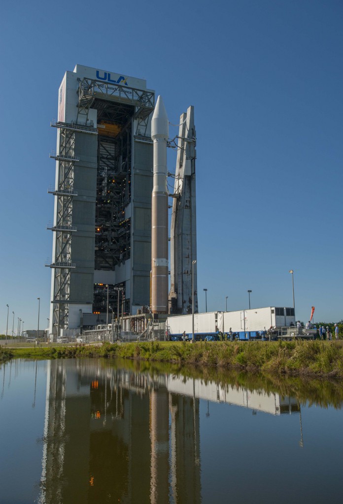 The Atlas 5 rocket departs the Vertical Integration Facility at Cape Canaveral's Launch Complex 41. Photo: United Launch Alliance.