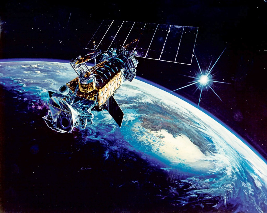 Artist's concept of a DMSP weather satellite in orbit. Credit: U.S. Air Force