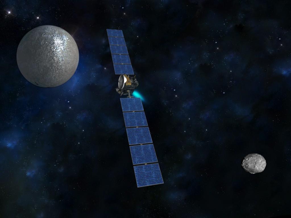 Artist's concept of the Dawn spacecraft. Credit: NASA