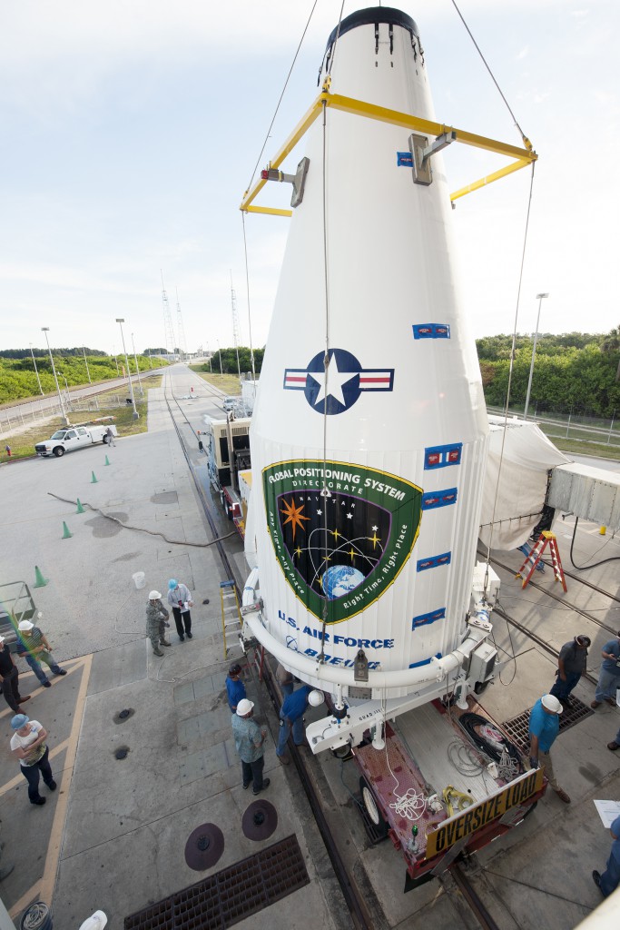 File photo of GPS satellite lift atop Atlas 5. Credit: ULA