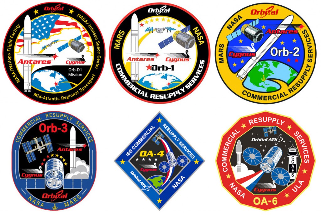 Cygnus mission patches. Credit: Orbital ATK