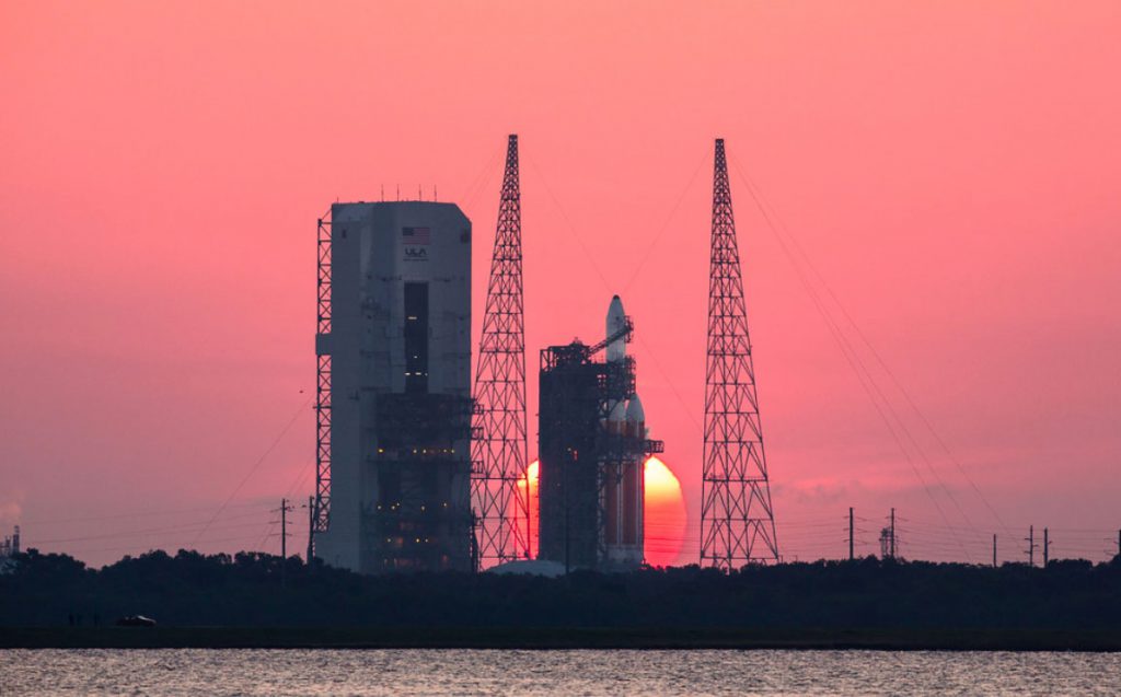 The sun rises on Delta 4-Heavy for NROL-15 launch in 2012. Credit: Walter Scriptunas II / Scriptunas Images