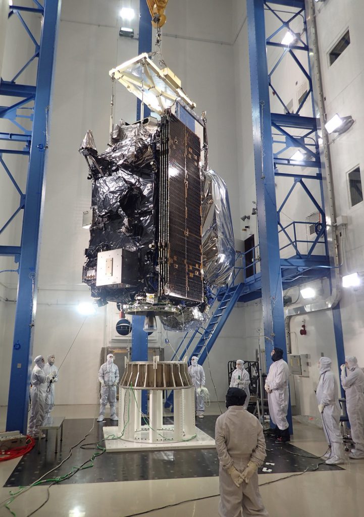 The GOES R weather satellite folded up for launch. Credit: Lockheed Martin