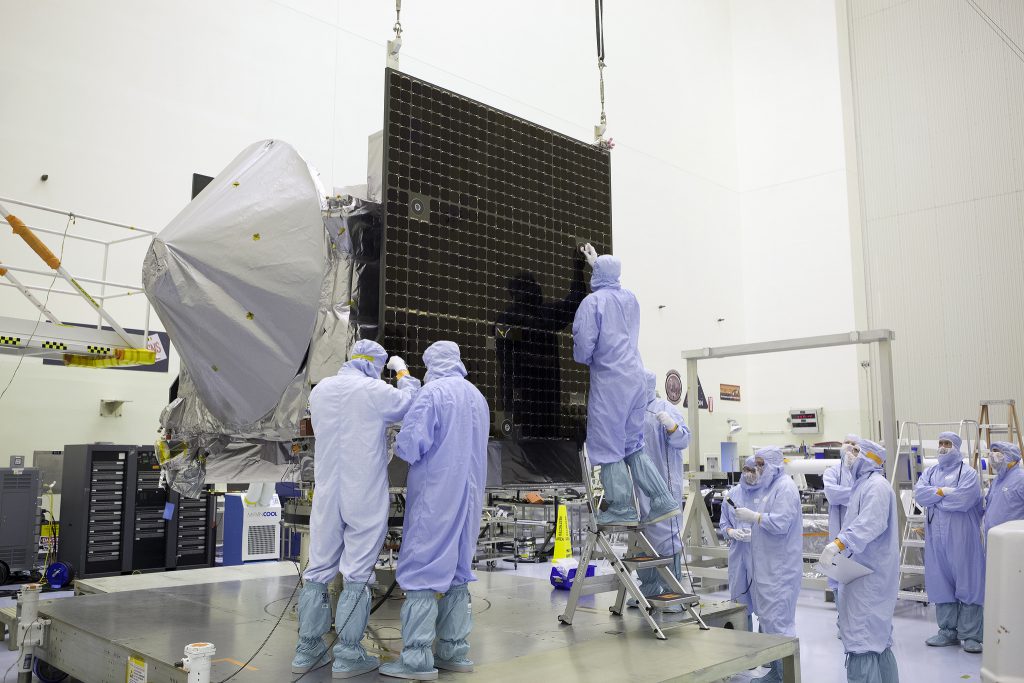 OSIRIS-REx in the cleanroom at Kennedy Space Center. Credit: NASA