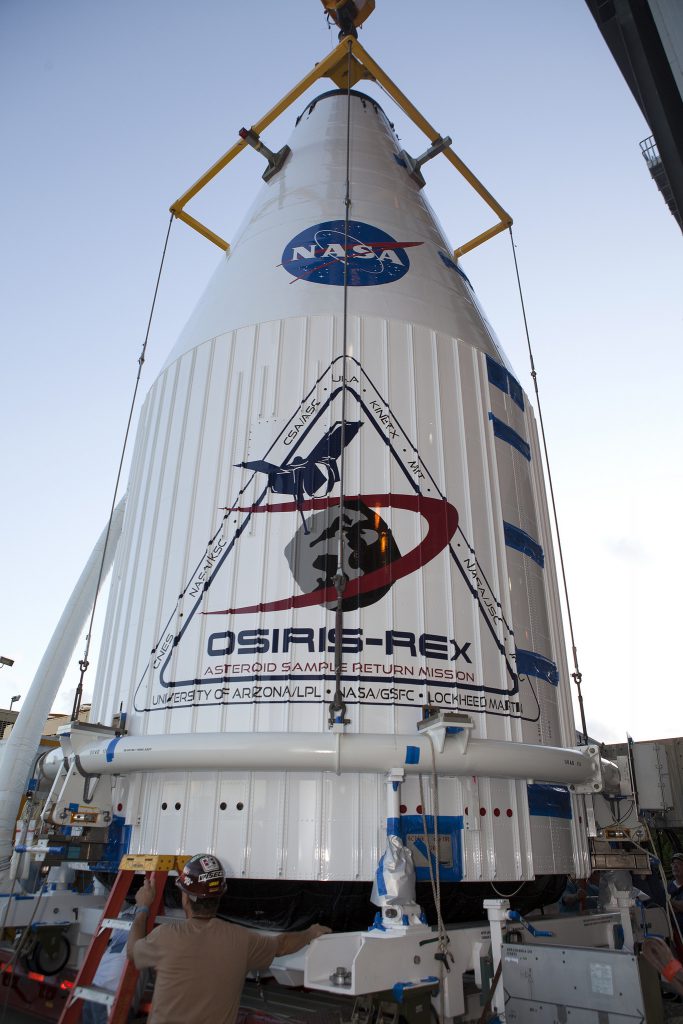 The encapsulated OSIRIS-REx was lifted into the VIF on Monday. Credit: NASA-KSC/Dimitri Gerondidakis 