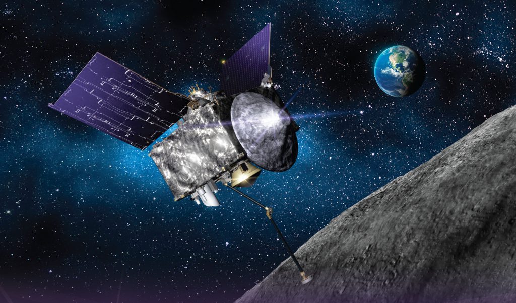 An artist's concept of OSIRIS-REx at Asteroid Bennu. Credit: Lockheed Martin