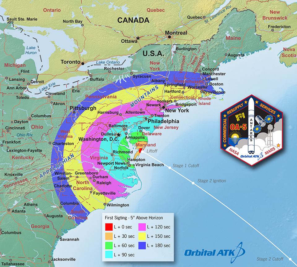 Cape Canaveral Launch Visibility Map Antares Launch Visibility Maps – Spaceflight Now