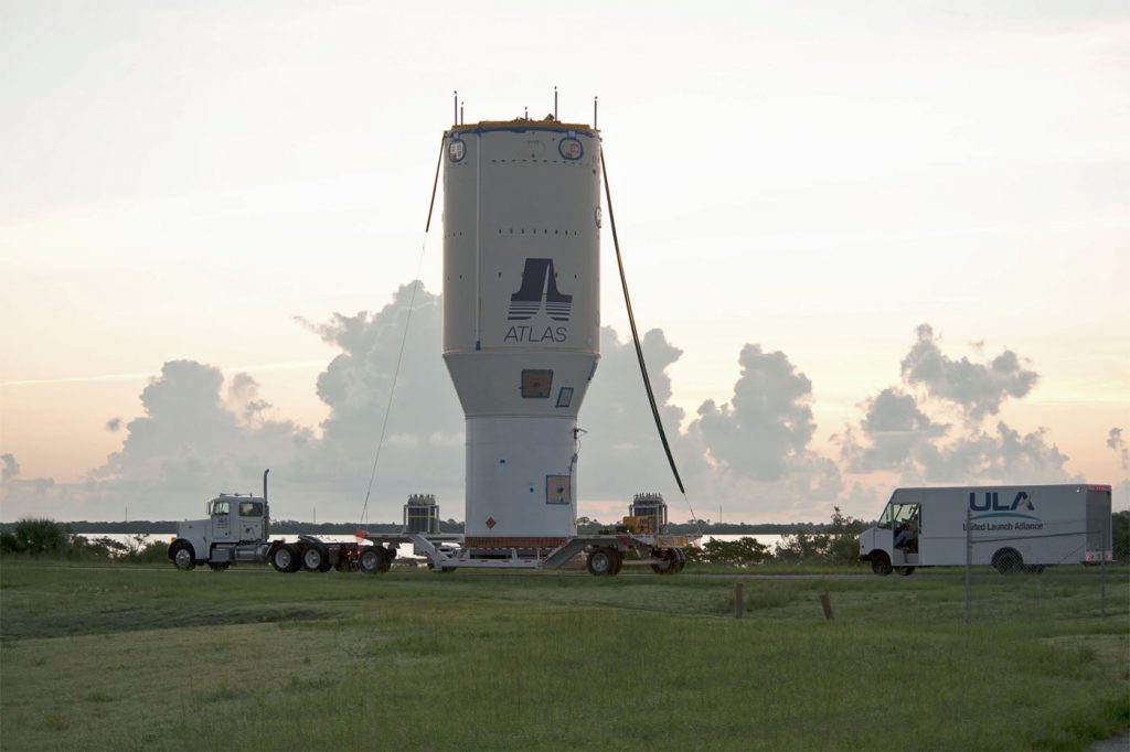 File photo shows the Centaur, interstage and base of fairing. Credit: United Launch Alliance