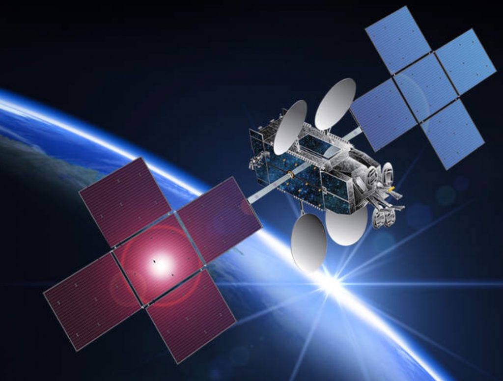 An artist's concept of EchoStar 19 deployed in space. Credit: Hughes