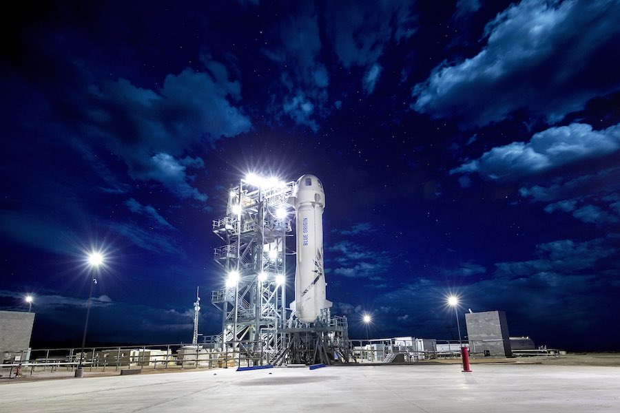 Art Photography Rocket Launch Crescent Moon in the blue cloudy sky