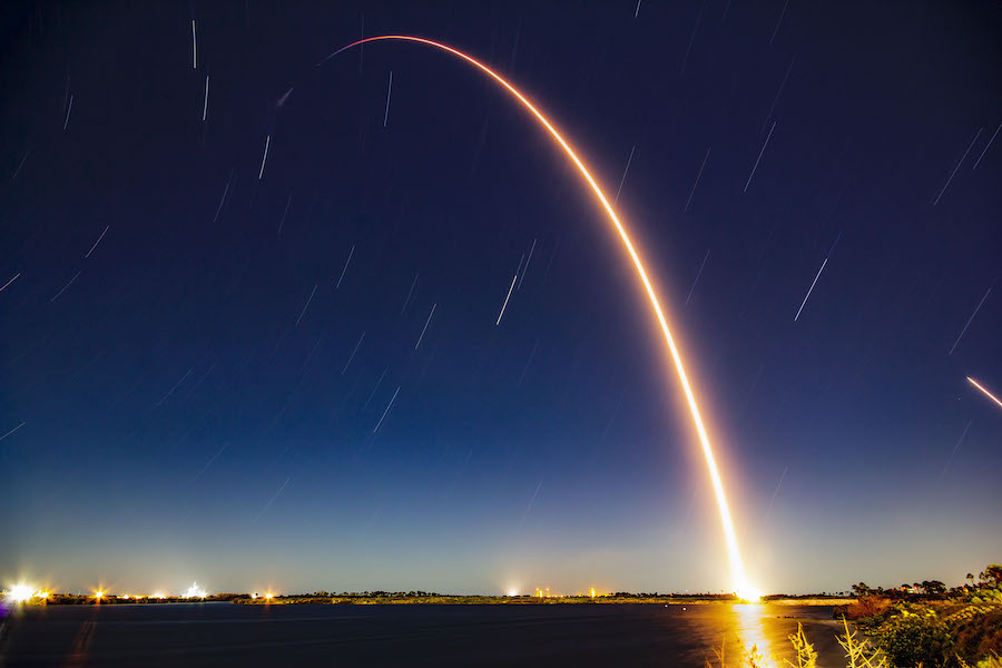 space shuttle night launch photography