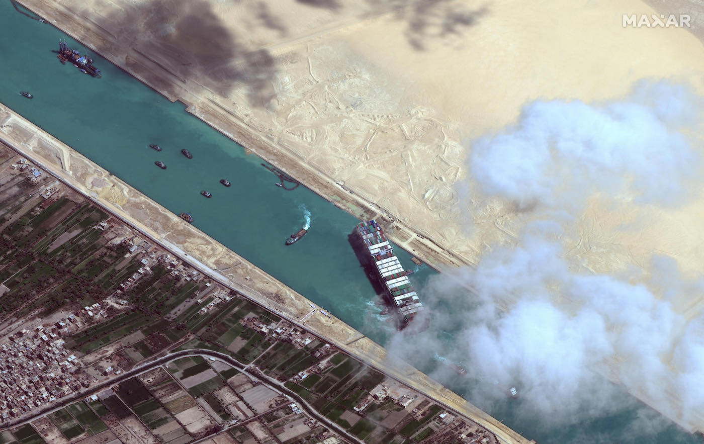 Remote sensing companies share satellite views of ship stuck in Suez