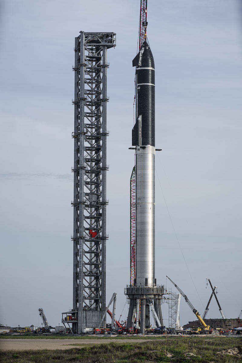 Fully stacked Starship caps busy week at SpaceX’s Texas rocket yard