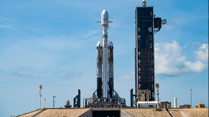 Falcon Heavy on the pad for largest commercial communications satellite launch yet thumbnail