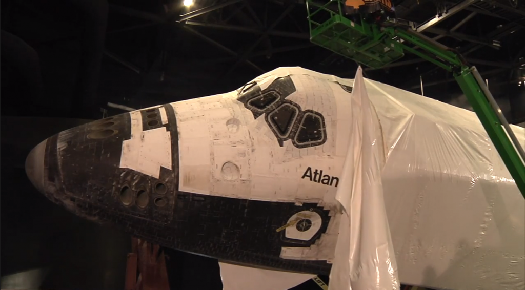 Shuttle Atlantis unwrapped ahead of public debut