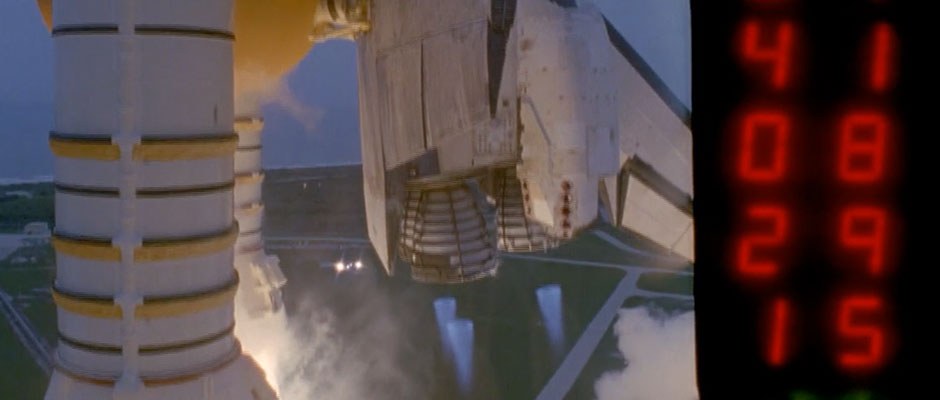 Engineering film footage of the final shuttle launch