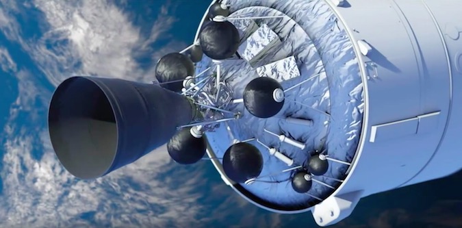 Artist's concept of a Vinci engine, featuring an extendable nozzle, on the Ariane 6 upper stage. Credit: Safran