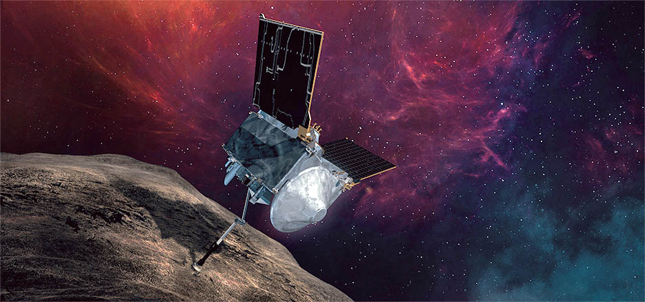 An artist's concept of OSIRIS-REx at Bennu. Credit: Lockheed Martin