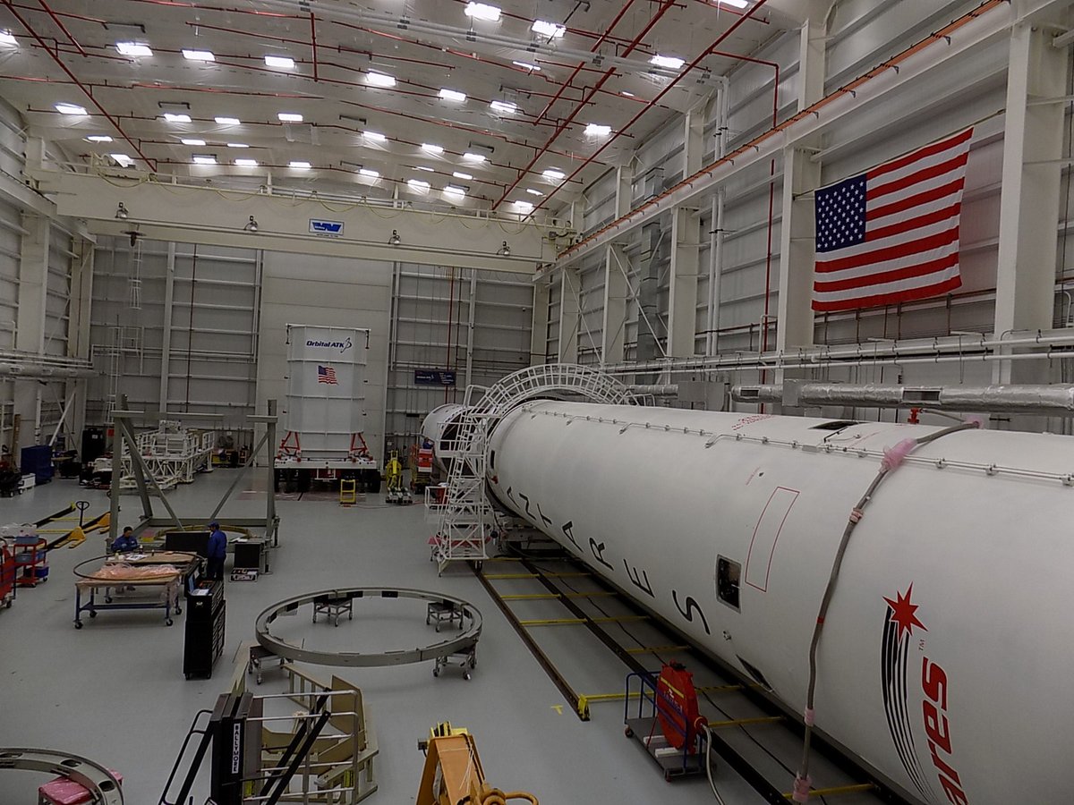 A view inside the Horizontal Integration Facility at Wallops Island, Virginia. Credit: Orbital ATK