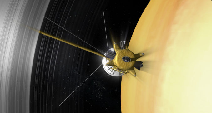 Artist's concept of the Cassini spacecraft at Saturn. Credit: NASA/JPL-Caltech
