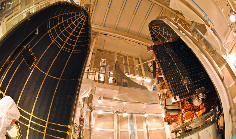 Photos: JPSS 1 weather satellite prepped for encapsulation ...