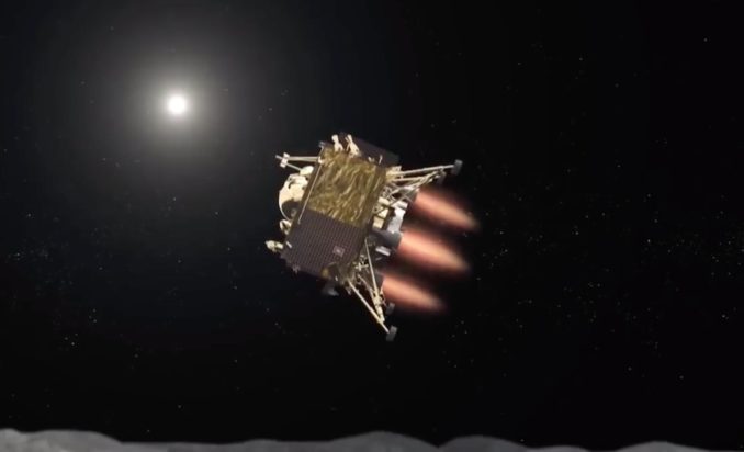 Artist's illustration of the Vikram lander during descent. Credit: ISRO