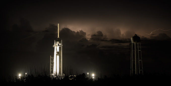 A SpaceX Falcon 9 rocket stands on pad 39A at the Kennedy Space Center before launching in May 2020 with the Crew Dragon Demo-2 mission. Credit: NASA/Bill Ingalls