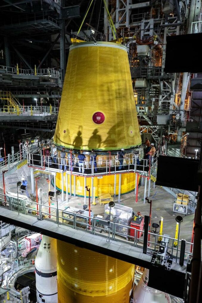 Interstage adapter installed on Space Launch System – Spaceflight Now