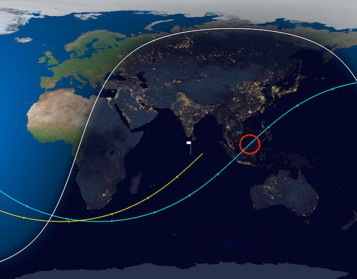 Návrat velké čínské rakety, která byla spatřena nad ostrovem Borneo – Spaceflight Now