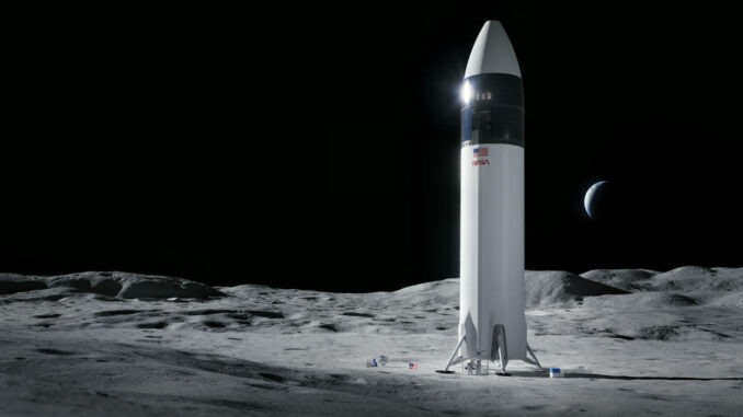 Artist's illustration of the Starship landing system on the Moon. Credit: SpaceX