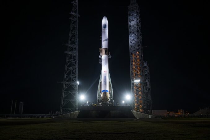 Blue Origin's New Glenn rocket stands at Launch Complex 36 at Cape Canaveral Space Force Station prior to the rocket's inaugural flight on the NG-1 mission. Image: Blue Origin
