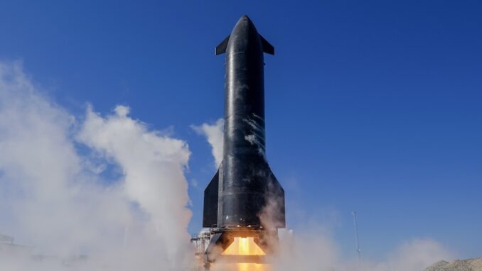 SpaceX conducted a long-duration, six-engine static fire test on the Starship upper stage, tail number S35, that will be used on the Starship Flight 9 mission. Image: SpaceX